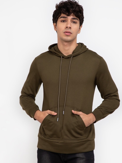 

ZALORA BASICS Men Olive Green Hooded Neck Sweatshirt
