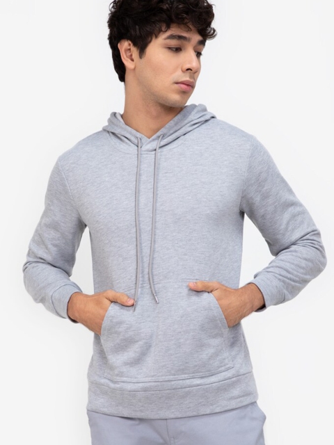

ZALORA BASICS Men Grey Hooded Sweatshirt