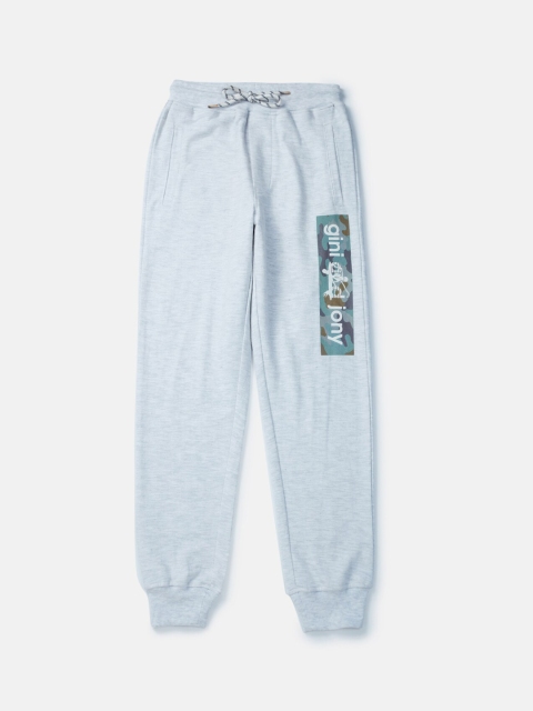 

Gini and Jony Boys Grey Printed Regular Cotton Joggers