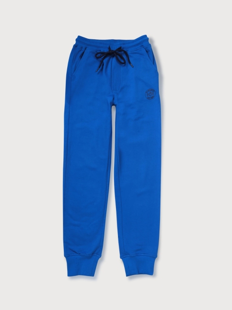 

Gini and Jony Boys Blue Solid Cotton Joggers