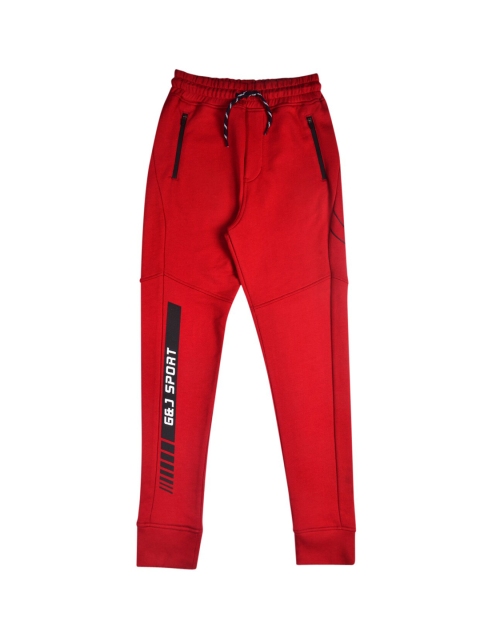 

Gini and Jony Boys Red Solid Cotton Joggers