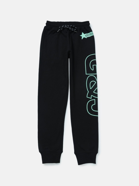 

Gini and Jony Boys Black Graphic Printed Track Pants