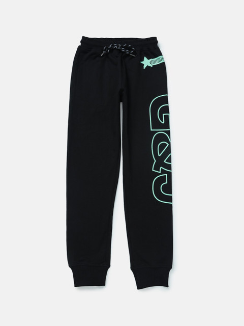 

Gini and Jony Boys Black Solid Cotton Track Pants