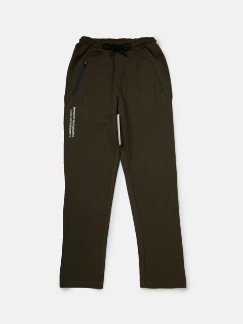 

Gini and Jony Boys Olive Green Solid Cotton Track Pant