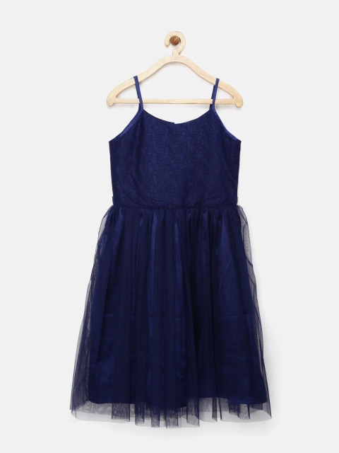 

YK Girls Navy Fit and Flare Dress, Navy blue