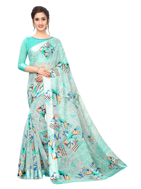 

PERFECTBLUE Sea Green Printed Saree