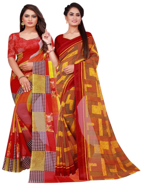 

KALINI Set of 2 Pure Georgette Saree, Maroon