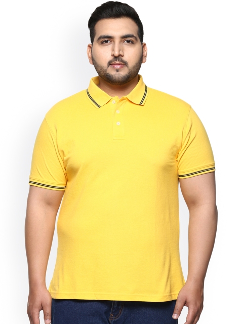 

ALTOMODA by Pantaloons Plus Size Men Yellow Solid Polo T-Shirt