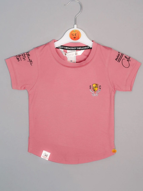 

Mumkins Boys Peach-Coloured Applique T-shirt