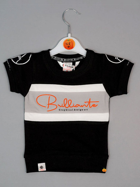 

Mumkins Boys Black Colourblocked T-shirt