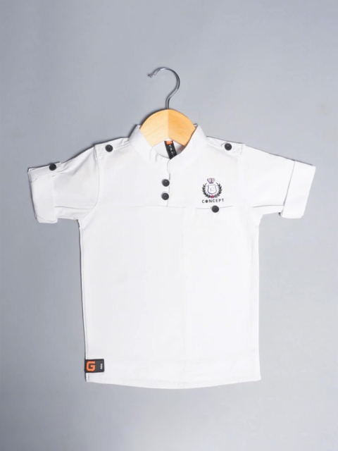 

Mumkins Boys White Mandarin Collar T-shirt