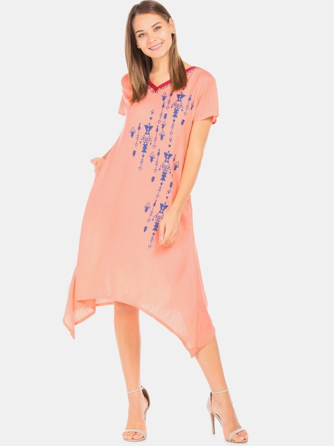 

Karigari Women Peach Printed Dress
