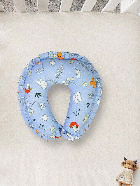 

Baby Moo Kids Blue Printed Neck Support Baby Pillow