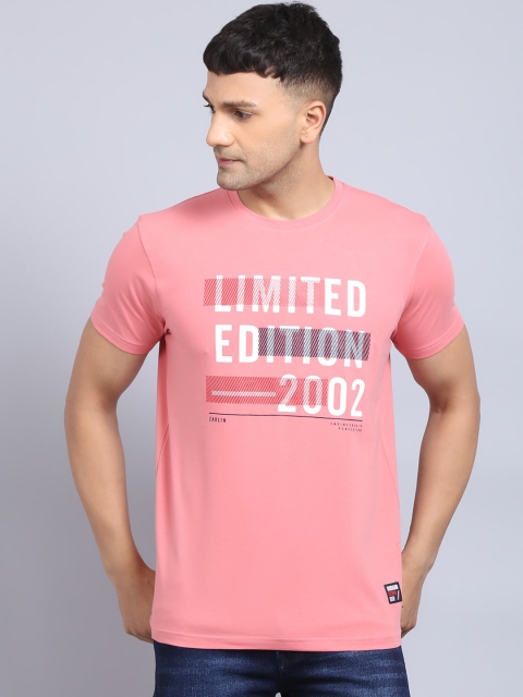 

Rodamo Men Pink Typography Printed Slim Fit T-shirt
