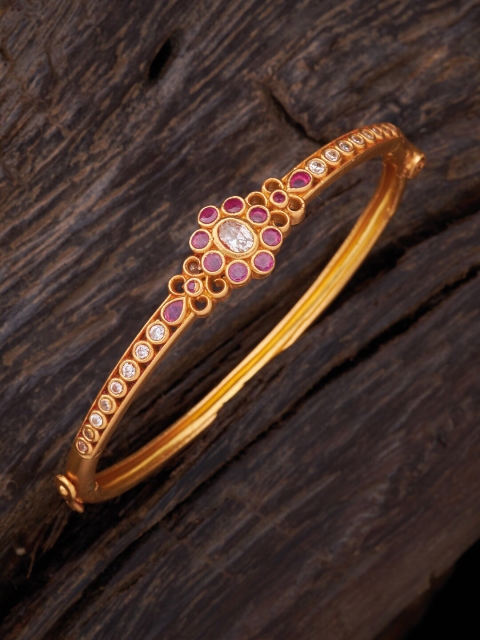 

Kushal's Fashion Jewellery Women Red & Gold-Toned Silver Gold-Plated Kada Bracelet