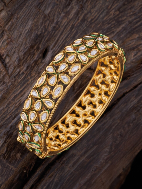 

Kushal's Fashion Jewellery Gold-Plated White Kundan-Studded Bangles