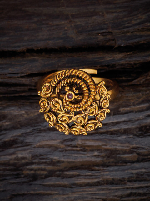 

Kushal's Fashion Jewellery Gold-Plated Pink Stone-Studded Finger Ring, Red