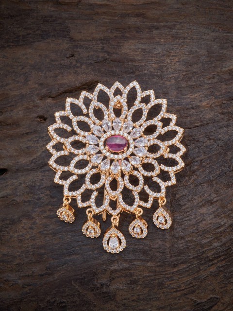 

Kushal's Fashion Jewellery Women Gold-Toned & White Embellished Brooch