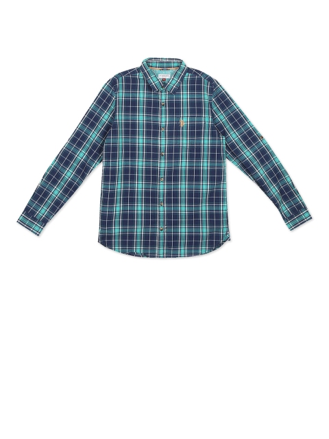 

U S Polo Assn Boys Blue Tartan Checks Checked Casual Shirt