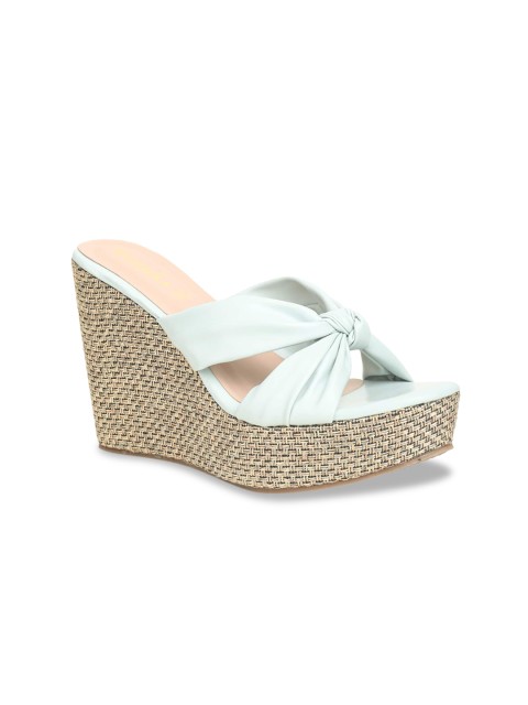 

VALIOSAA Sea Green Wedge Sandals with Bows