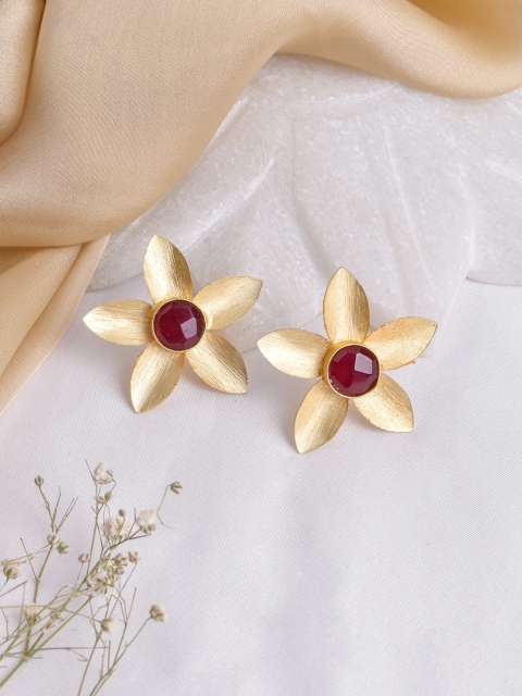 

TEEJH Gold-Toned Contemporary Studs Earrings