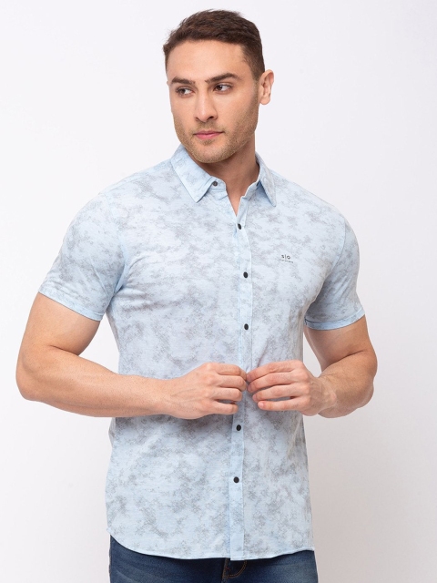 

Status Quo Men Blue Classic Printed Casual Shirt