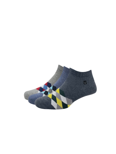 

Allen Solly Men Pack Of 3 Grey & Blue Patterned Ankle-Length Socks, Black