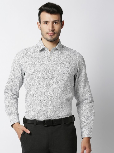 

Solemio Men White & Black Smart Printed Formal Shirt