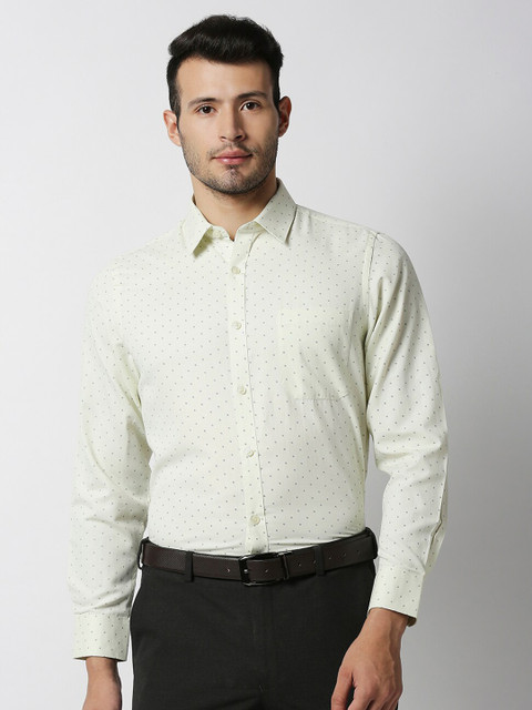 

Solemio Men White Smart Printed Formal Shirt