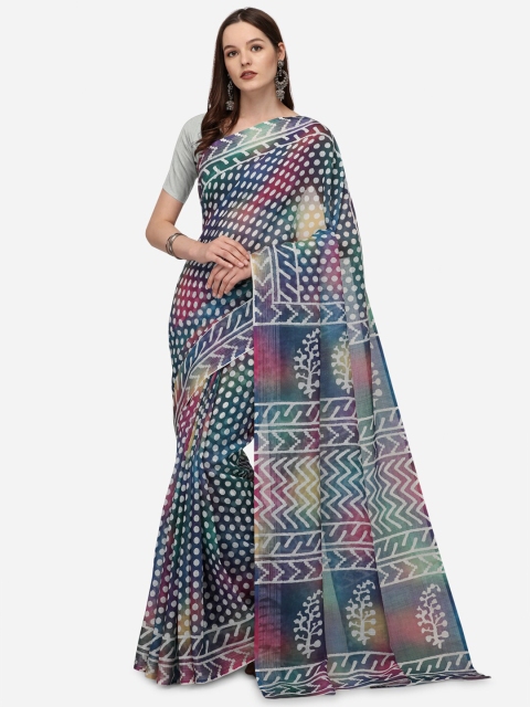 

Sitaram Designer Blue & White Printed Saree