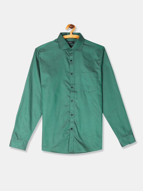

Excalibur Men Green Slim Fit Two Formal Shirt Cut Away Collar Long Sleeves