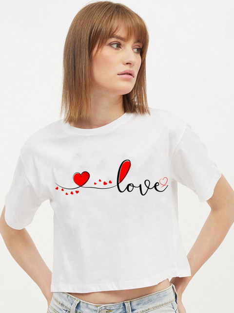 

Dipsha Women White Typography Printed Pure Cotton Applique T-shirt