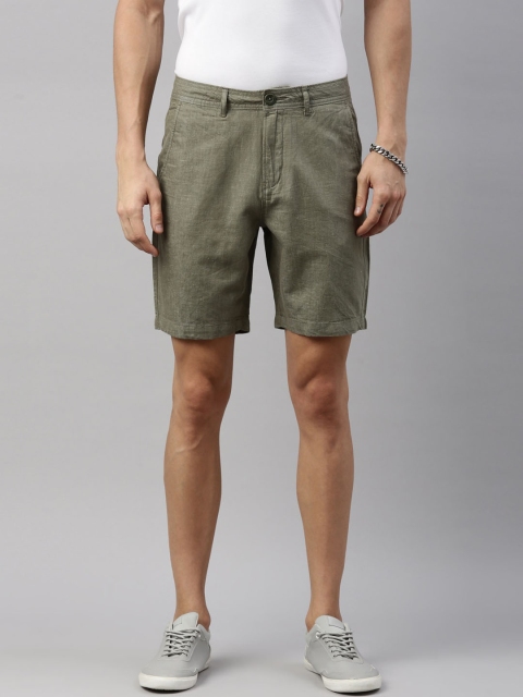 

Breakbounce Men Olive Green Printed Shorts