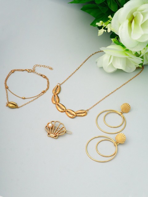 

Ferosh Sea Shell Jewellery Set, Gold
