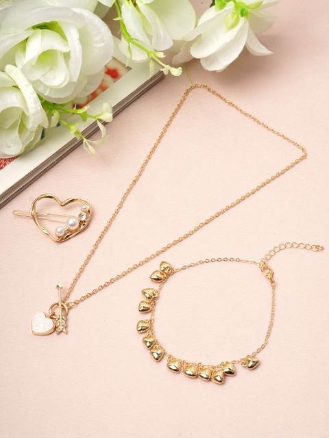 

Ferosh Gold-Toned & White Stone-Studded & Beaded Jewellery Set