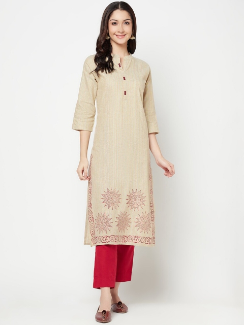 

Senyora Women Orange Panelled Liva Kurti with Trousers