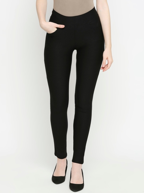

fungus Women Black Solid Slim-Fit Treggings