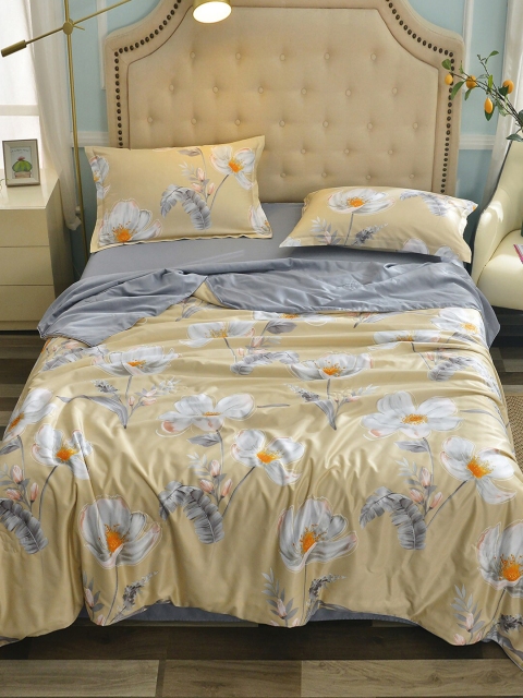 

JC Collection Yellow & White Floral Summer 120 GSM Double Bed Blanket
