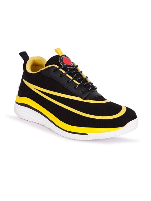 

WIN9 Men Black & Yellow Mesh Walking Non-Marking Bounce Shoes