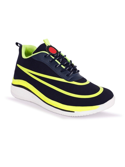 

WIN9 Men Yellow & Navy Blue Mesh Walking Non-Marking Shoes