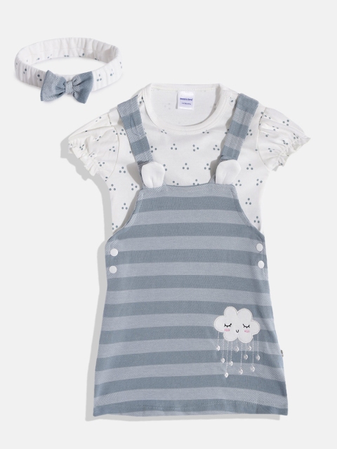 

Moms Love Infant Girls Blue & White Striped Pinafore Dress with Top & Hairband
