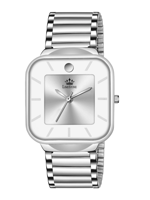 

LIMESTONE Men Silver-Toned Brass Dial Bracelet Style Straps Analogue Watch LS3080