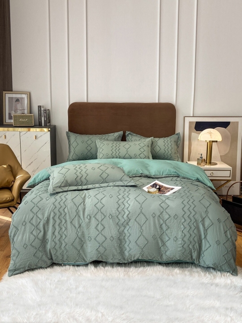 

JC Collection Green Self-Design Single Bedding Set
