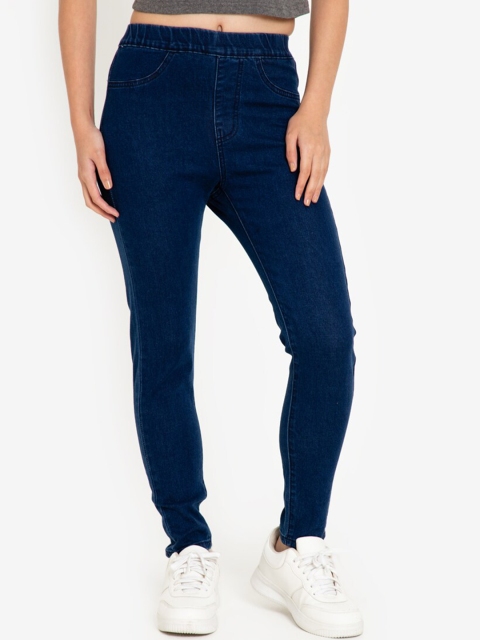 

ZALORA BASICS Women Blue Solid Slim Fit Denim Jeggings