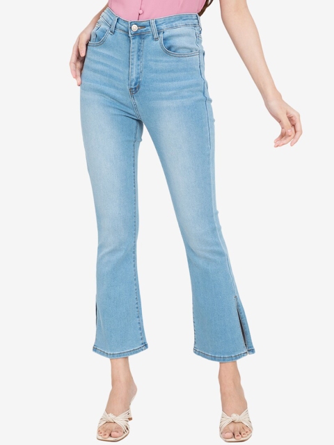

ZALORA BASICS Women Blue Bootcut Light Fade Split Hem Stretchable Jeans