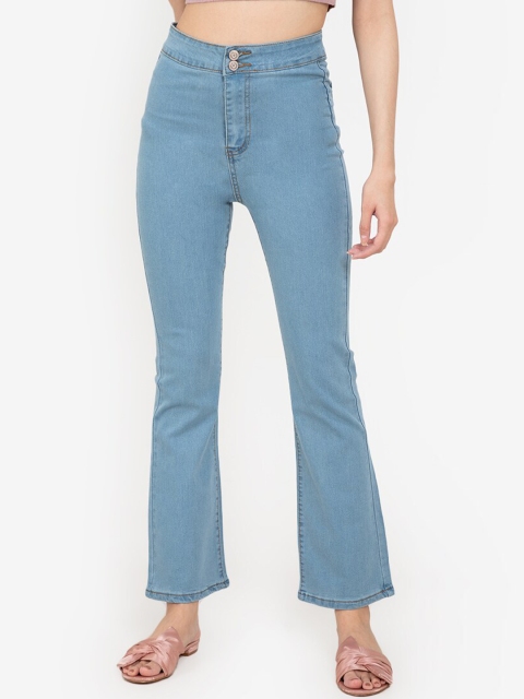 

ZALORA BASICS Women Blue Bootcut High-Rise Cotton Jeans