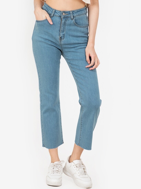 

ZALORA BASICS Women Blue High-Rise Kick Flare Jeans