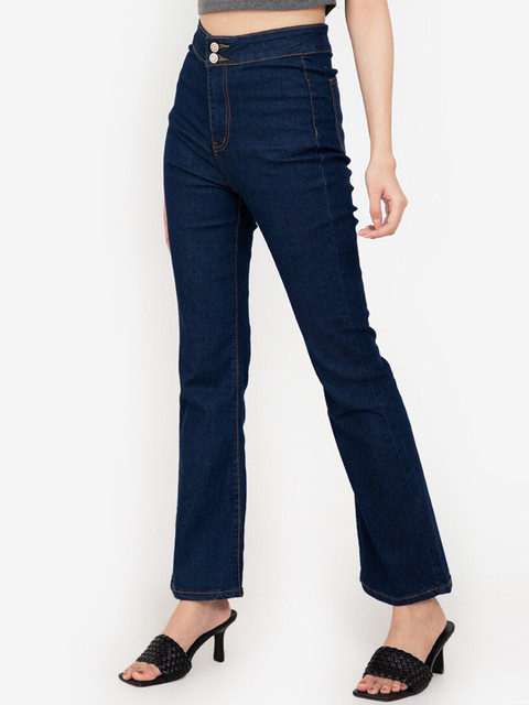 

ZALORA BASICS Women Blue Bootcut High-Rise Jeans