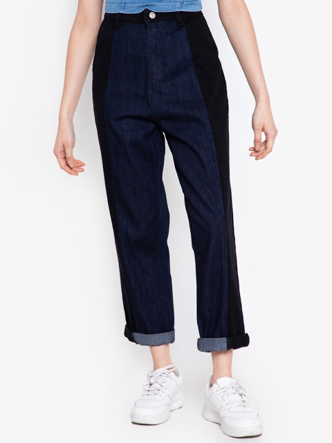 

ZALORA BASICS Women Blue Wide Leg Colourblocked Jeans