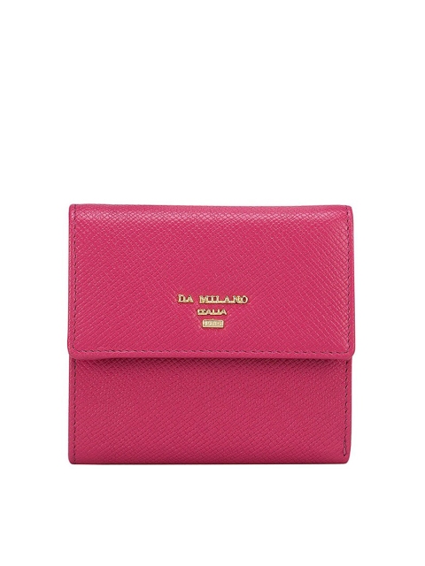 

Da Milano Women Pink Textured Leather RFID Three Fold Wallet